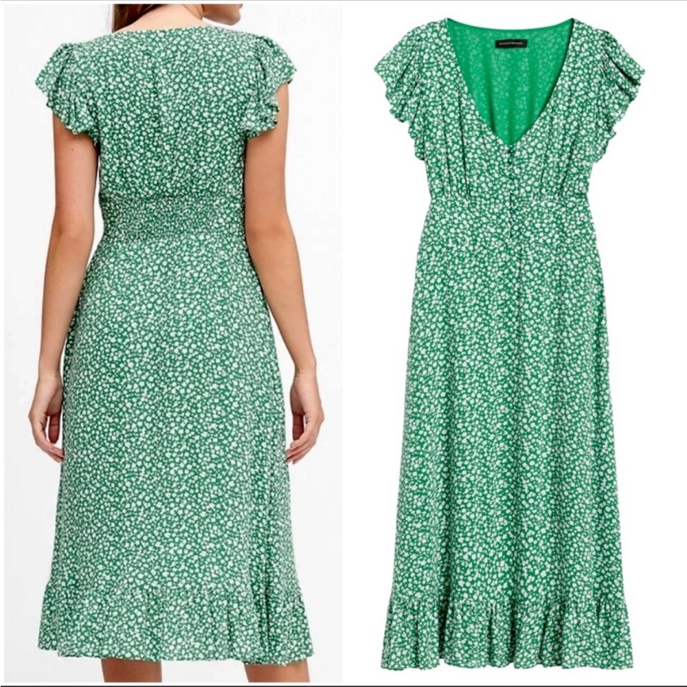 Banana Republic Green and White Floral Dress NWT Size 6